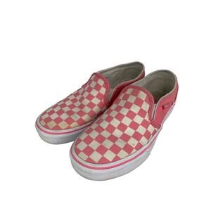 Vans Womens Size 6.5 Pink & White Checkered Slip-On Sneakers